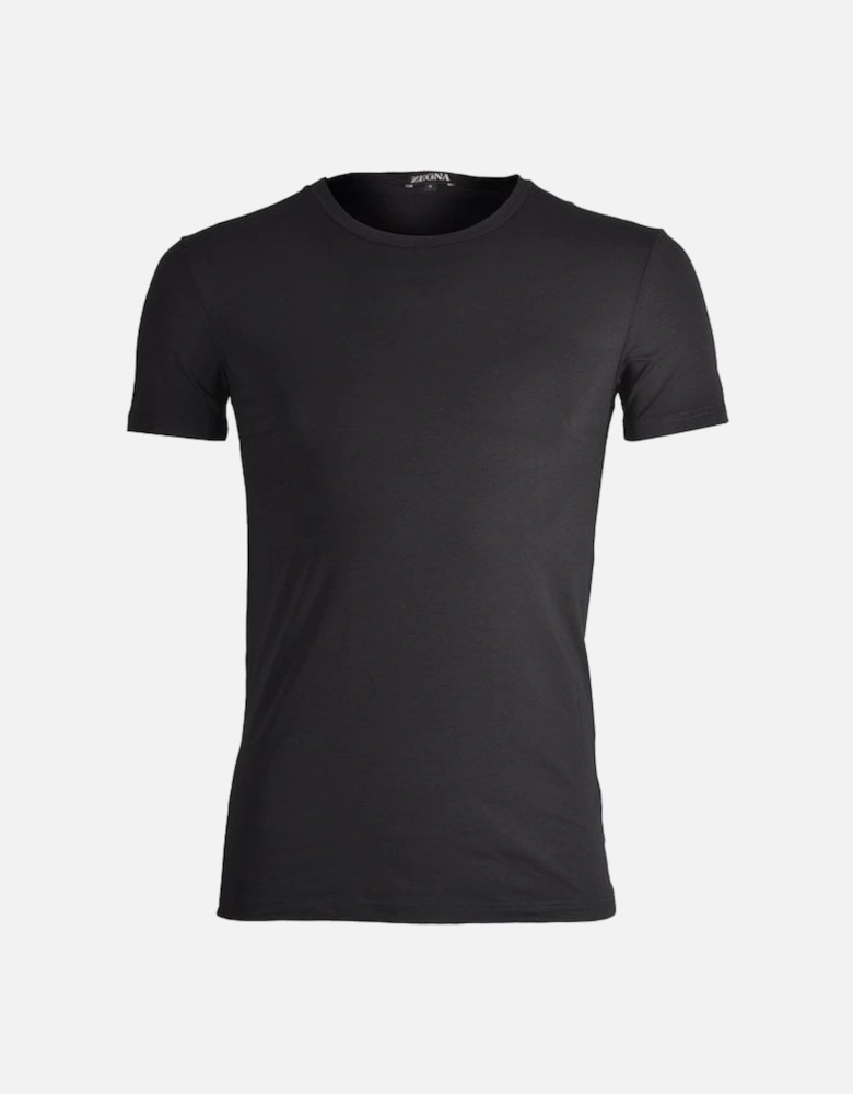 Stretch Cotton Crew-Neck T-Shirt, Black