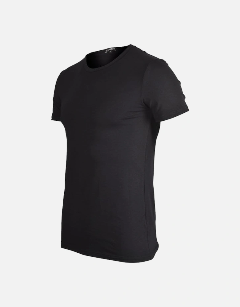 Stretch Cotton Crew-Neck T-Shirt, Black