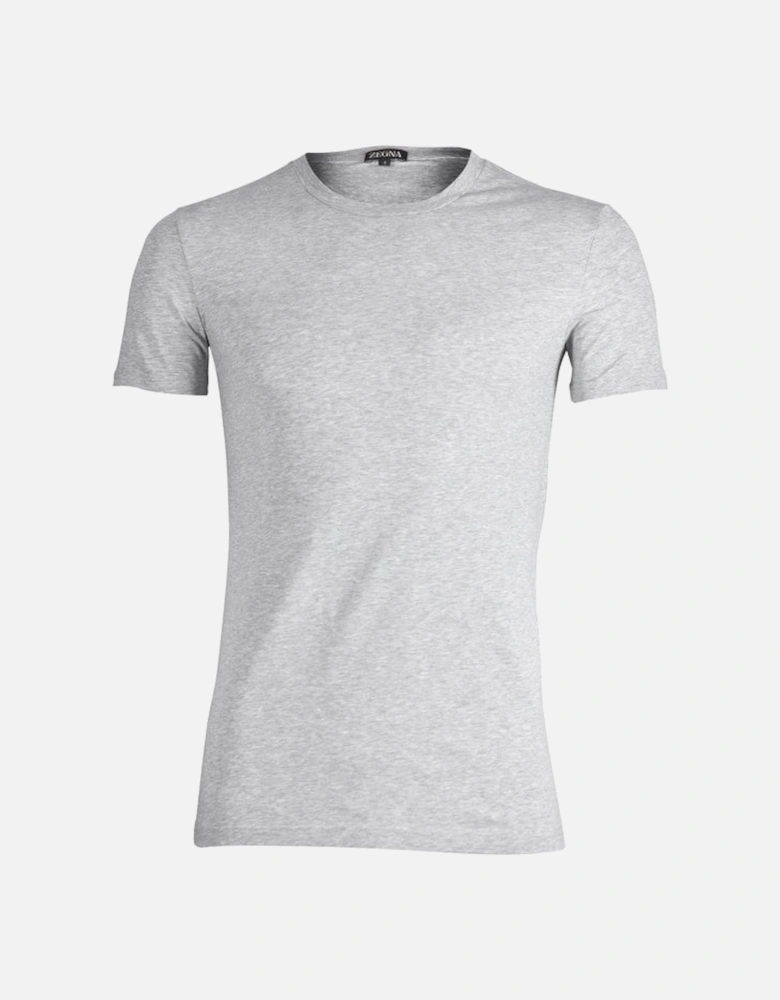 Stretch Cotton Crew-Neck T-Shirt, Grey Melange