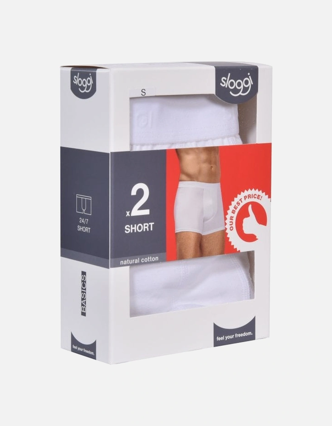 2-Pack 24/7 Short Boxer Trunks, White