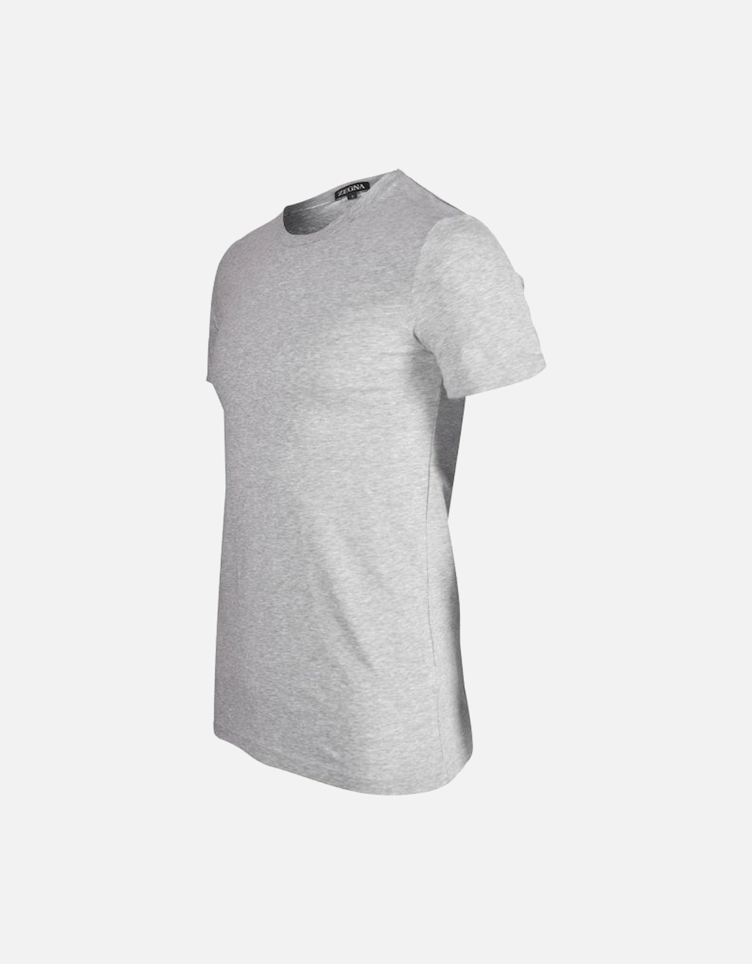 Stretch Cotton Crew-Neck T-Shirt, Grey Melange