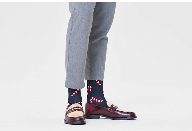 Candy Cane Socks, Navy