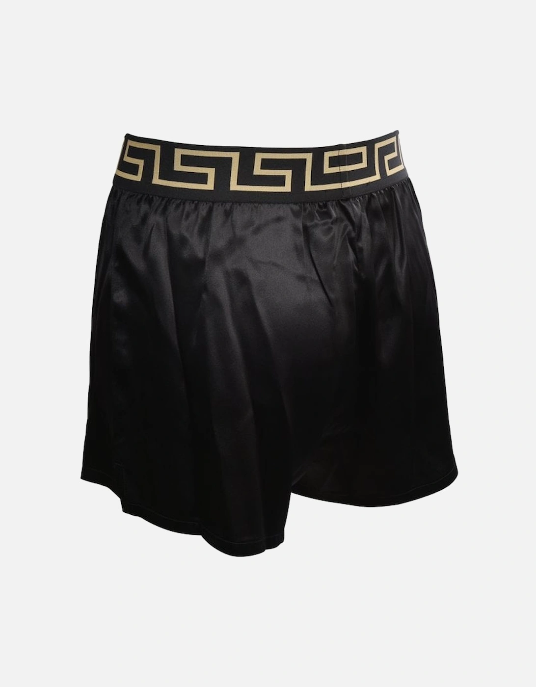 Iconic Button-Front Silk Boxer Short, Black/gold