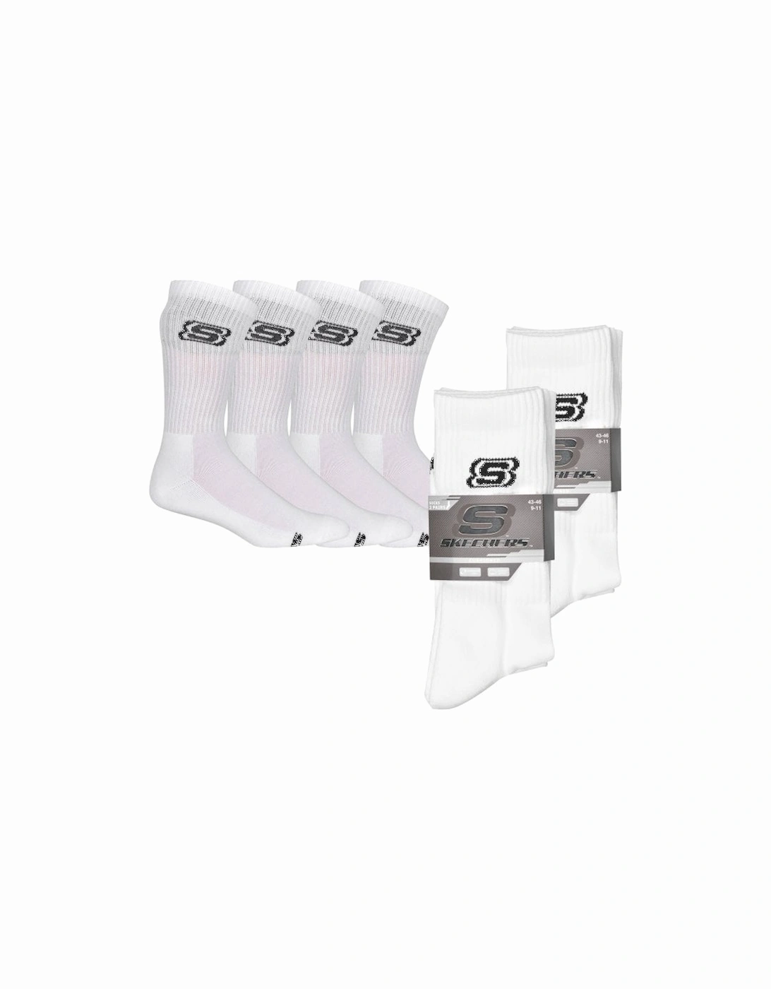 4-Pack S Logo Cushioned Sports Socks, White
