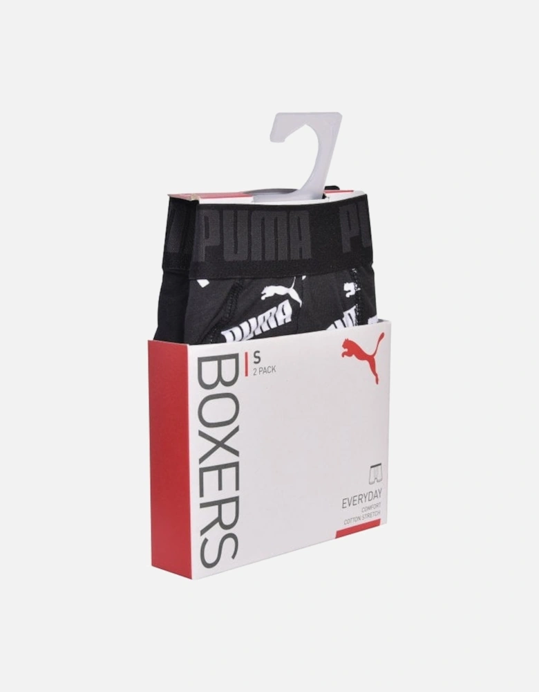 2-Pack Allover Logo Boxer Briefs, Black
