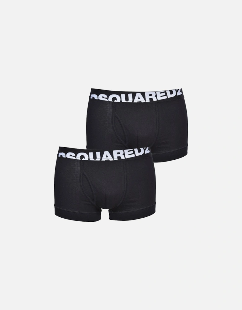 2-Pack Angled Logo Low-Rise Boxer Trunks, Black