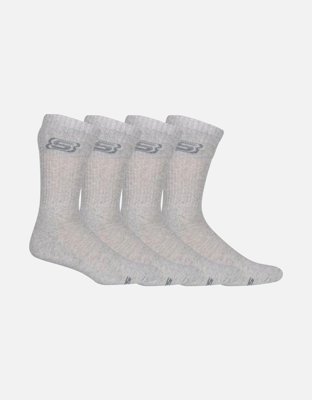 4-Pack S Logo Cushioned Sports Socks, Grey Marl, 5 of 4
