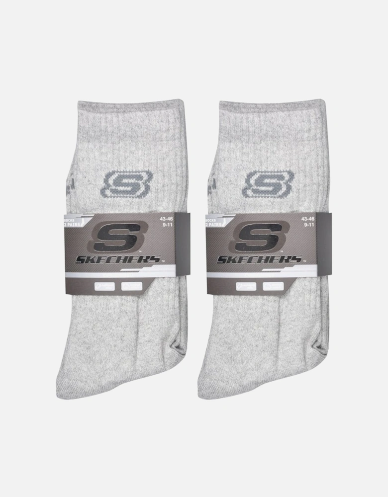 4-Pack S Logo Cushioned Sports Socks, Grey Marl