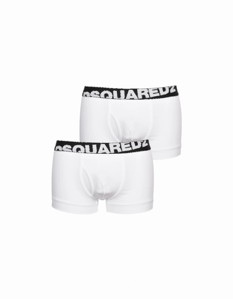 2-Pack Angled Logo Low-Rise Boxer Trunks, White