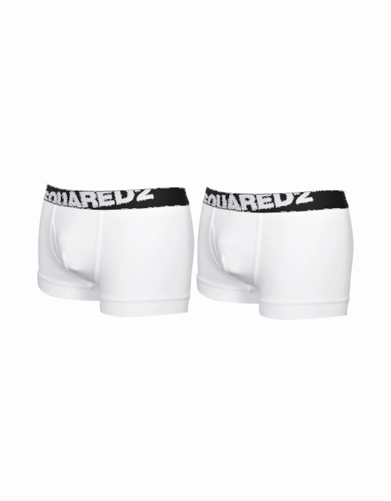 2-Pack Angled Logo Low-Rise Boxer Trunks, White