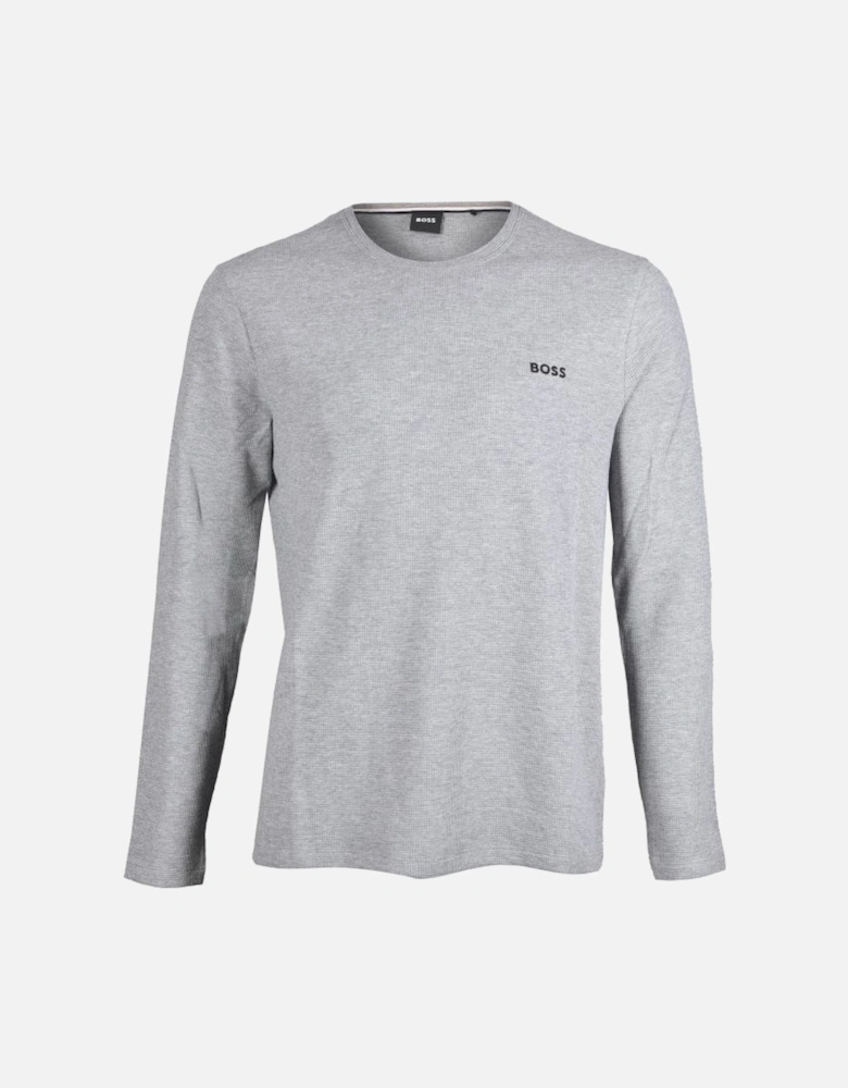 Long-Sleeve Waffle Jersey Top, Medium Grey