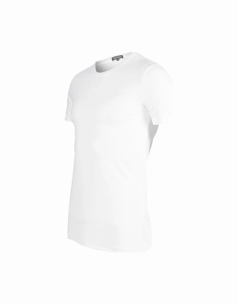 Stretch Cotton Crew-Neck T-Shirt, White