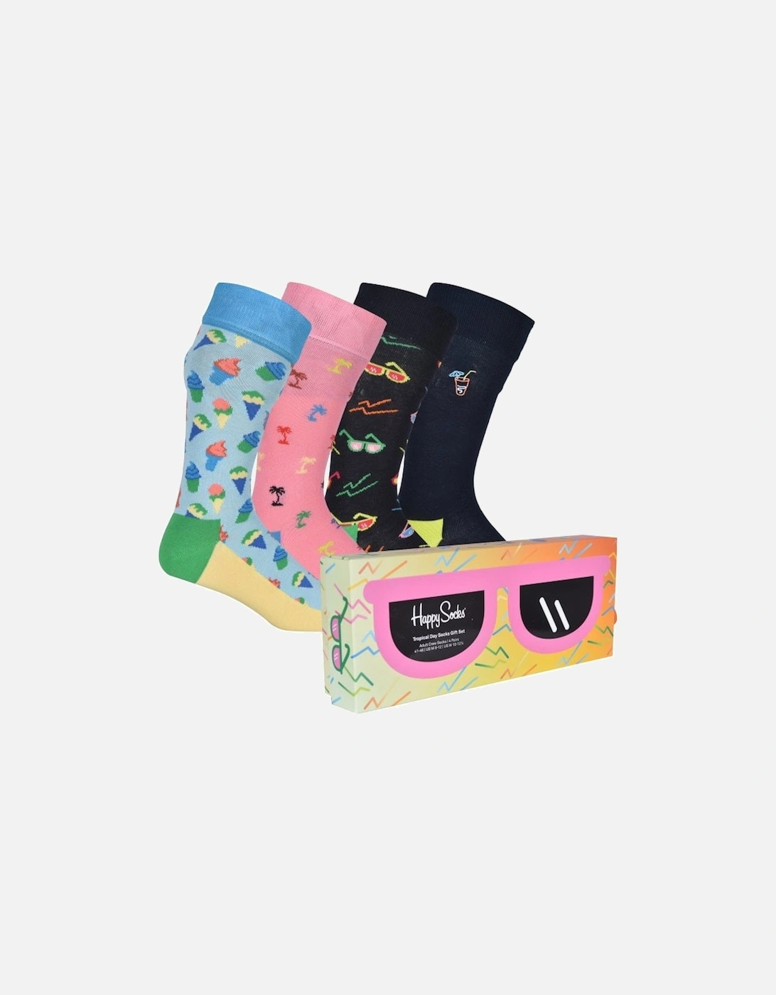 4-Pack Tropical Day Socks Gift Box, Navy/blue/pink, 9 of 8