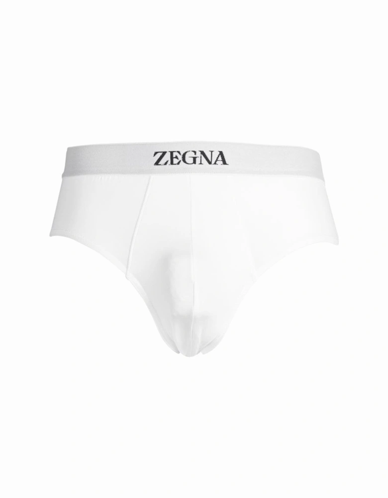 Stretch Cotton Midi Brief, White