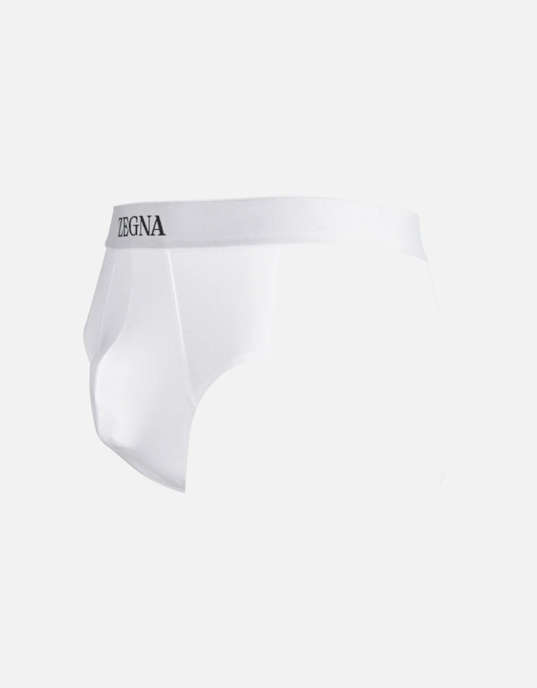 Stretch Cotton Midi Brief, White