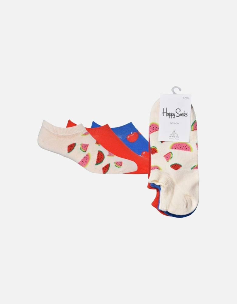 3-Pack Fruit Trainer Socks, Blue/White/Red