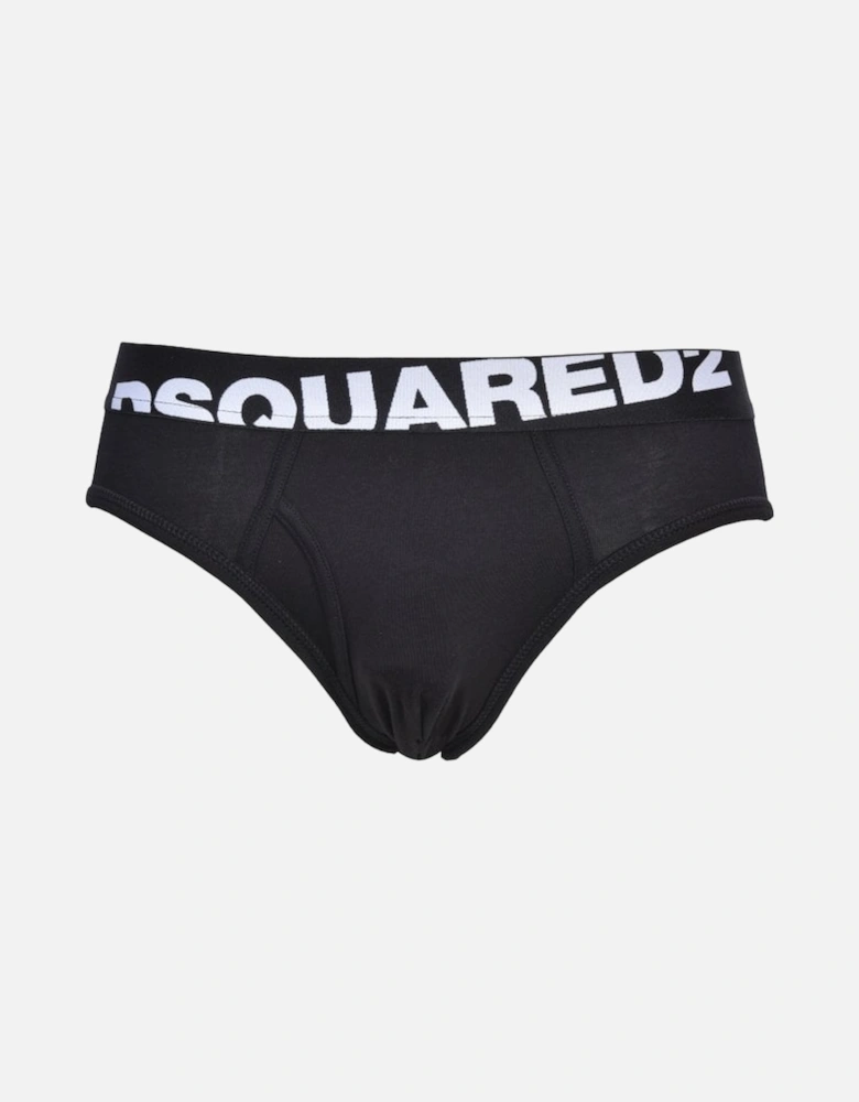 2-Pack Angled Logo Low-Rise Briefs, Black