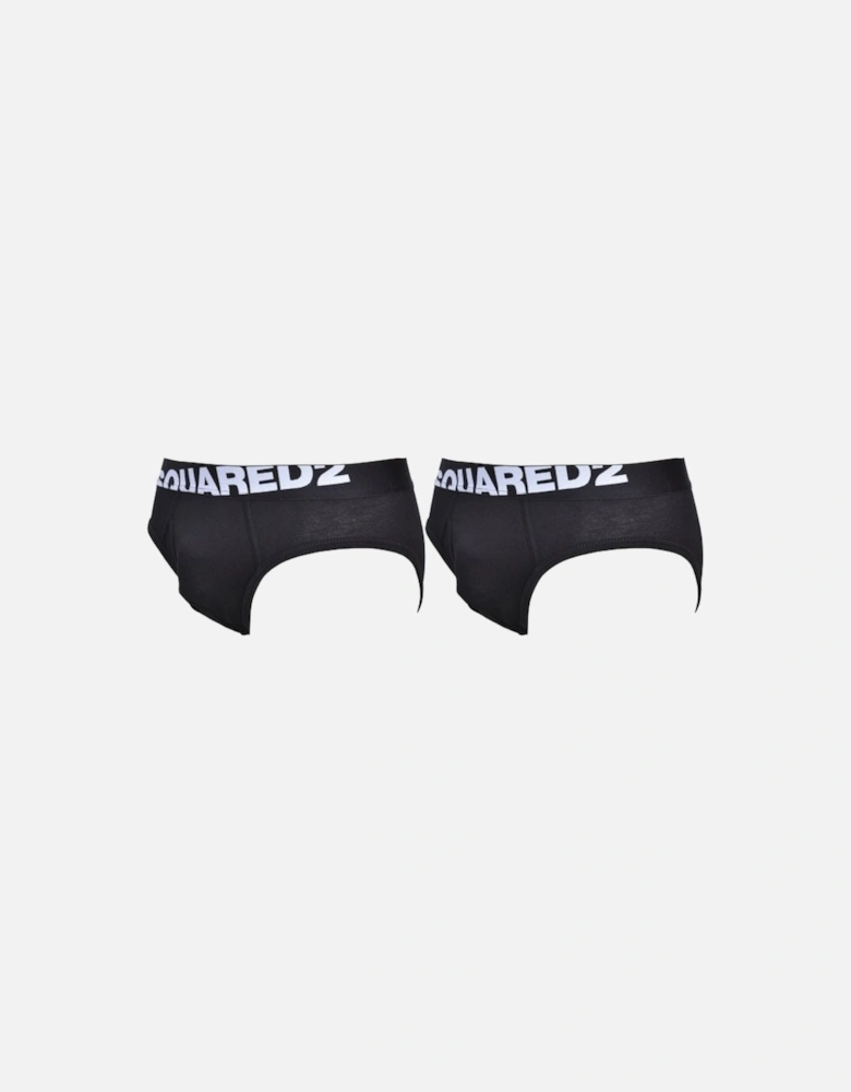 2-Pack Angled Logo Low-Rise Briefs, Black