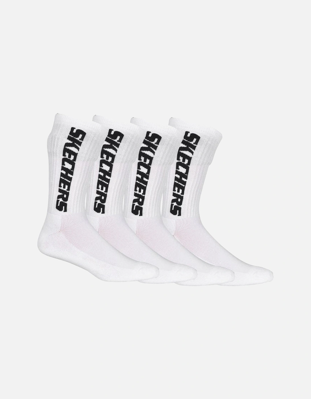 4-Pack Vertical Logo Cushioned Sports Socks, White, 5 of 4