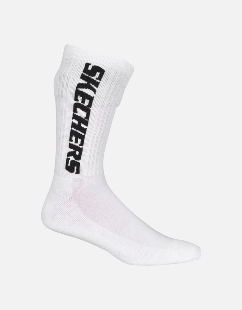 4-Pack Vertical Logo Cushioned Sports Socks, White