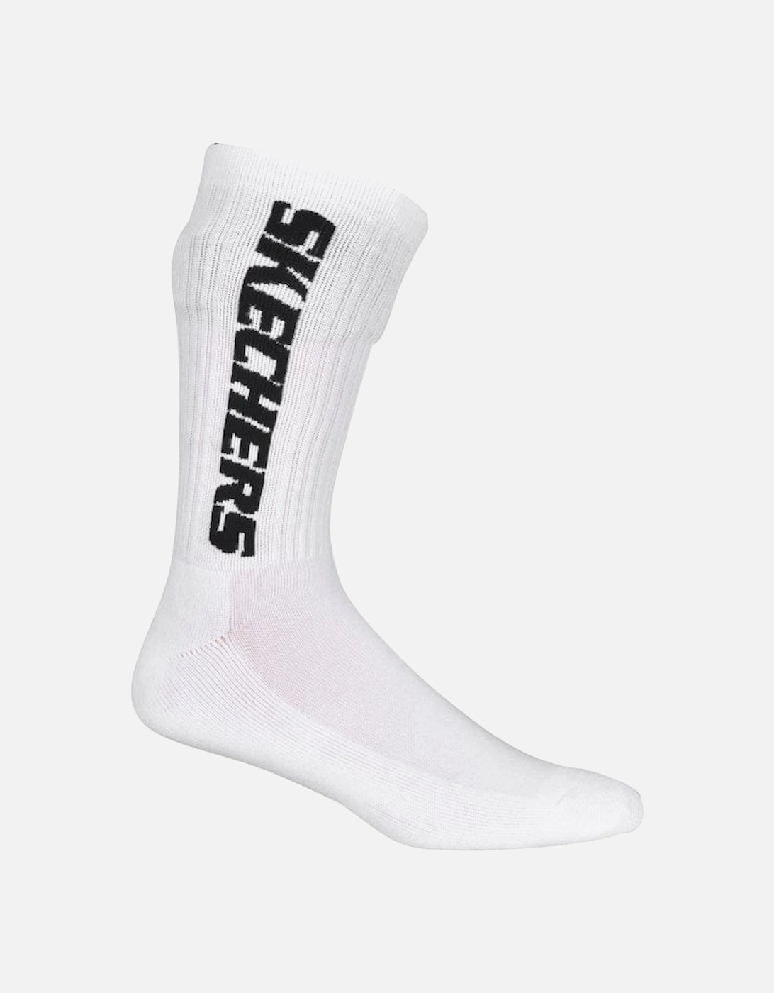 4-Pack Vertical Logo Cushioned Sports Socks, White