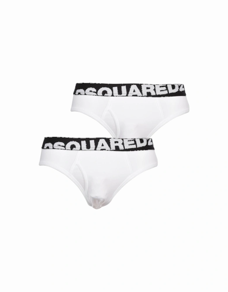 2-Pack Angled Logo Low-Rise Briefs, White