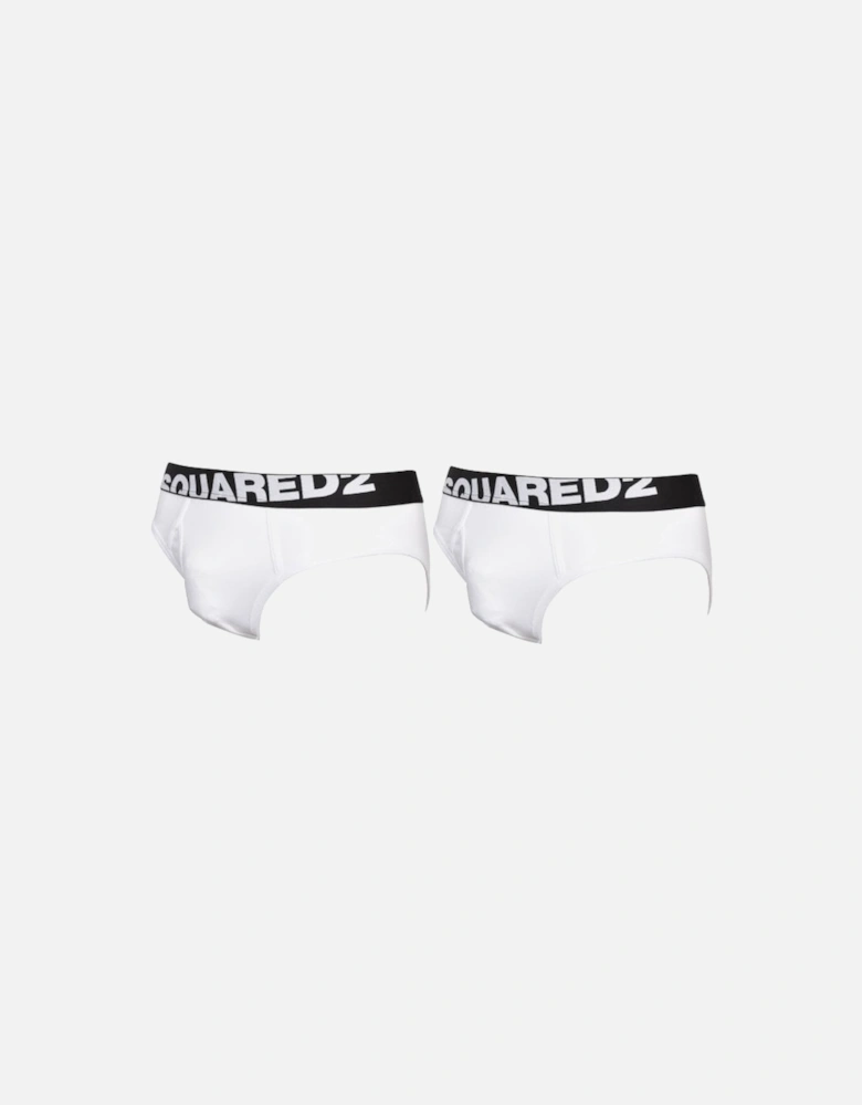 2-Pack Angled Logo Low-Rise Briefs, White