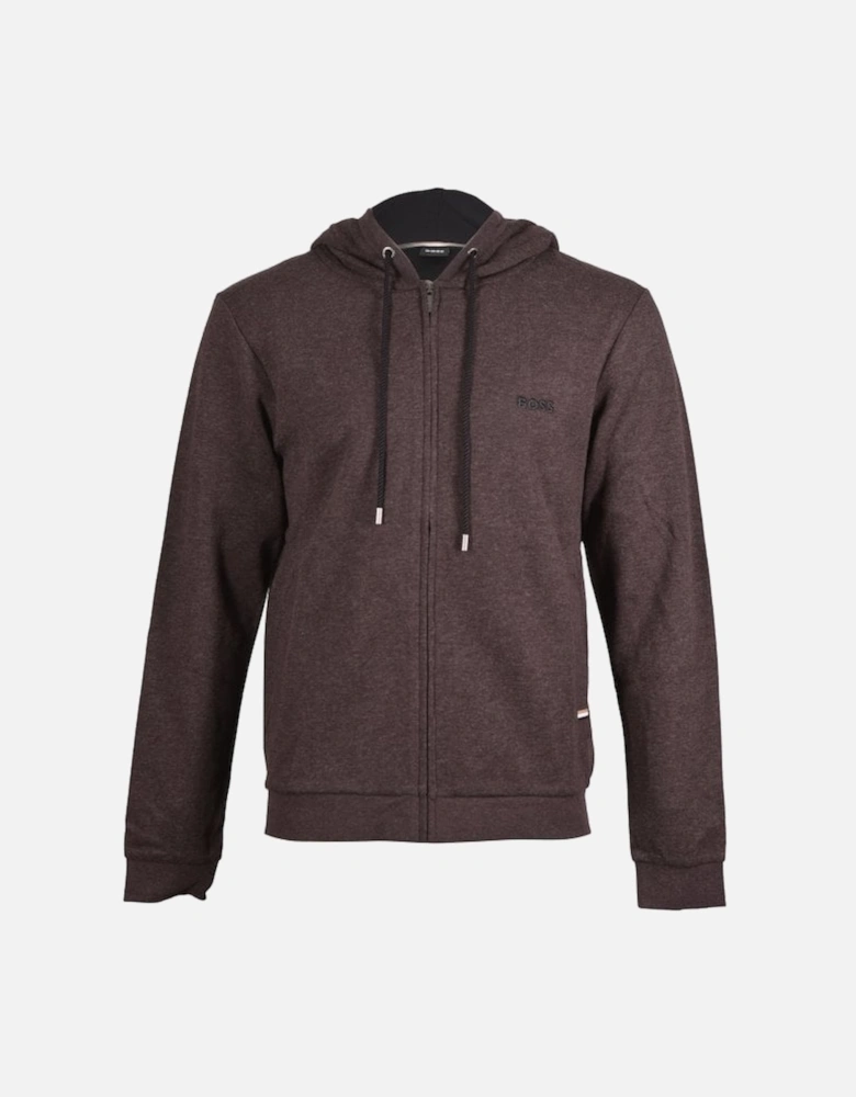 Cashmere Zip-Thru Hooded Jacket, Dark Brown