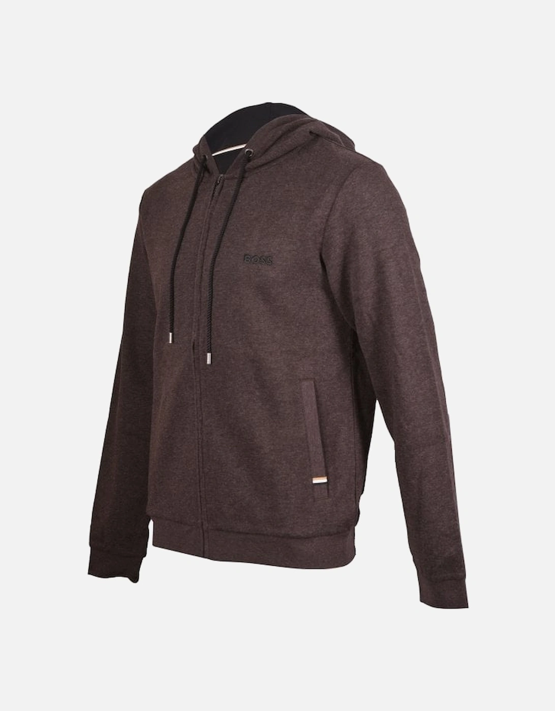 Cashmere Zip-Thru Hooded Jacket, Dark Brown