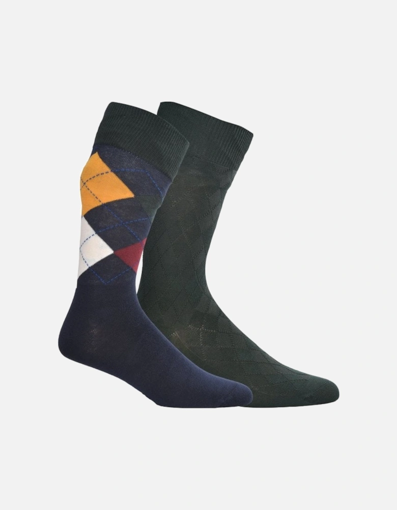 2-Pack Argyle Print Socks Gift Box, Multicolour