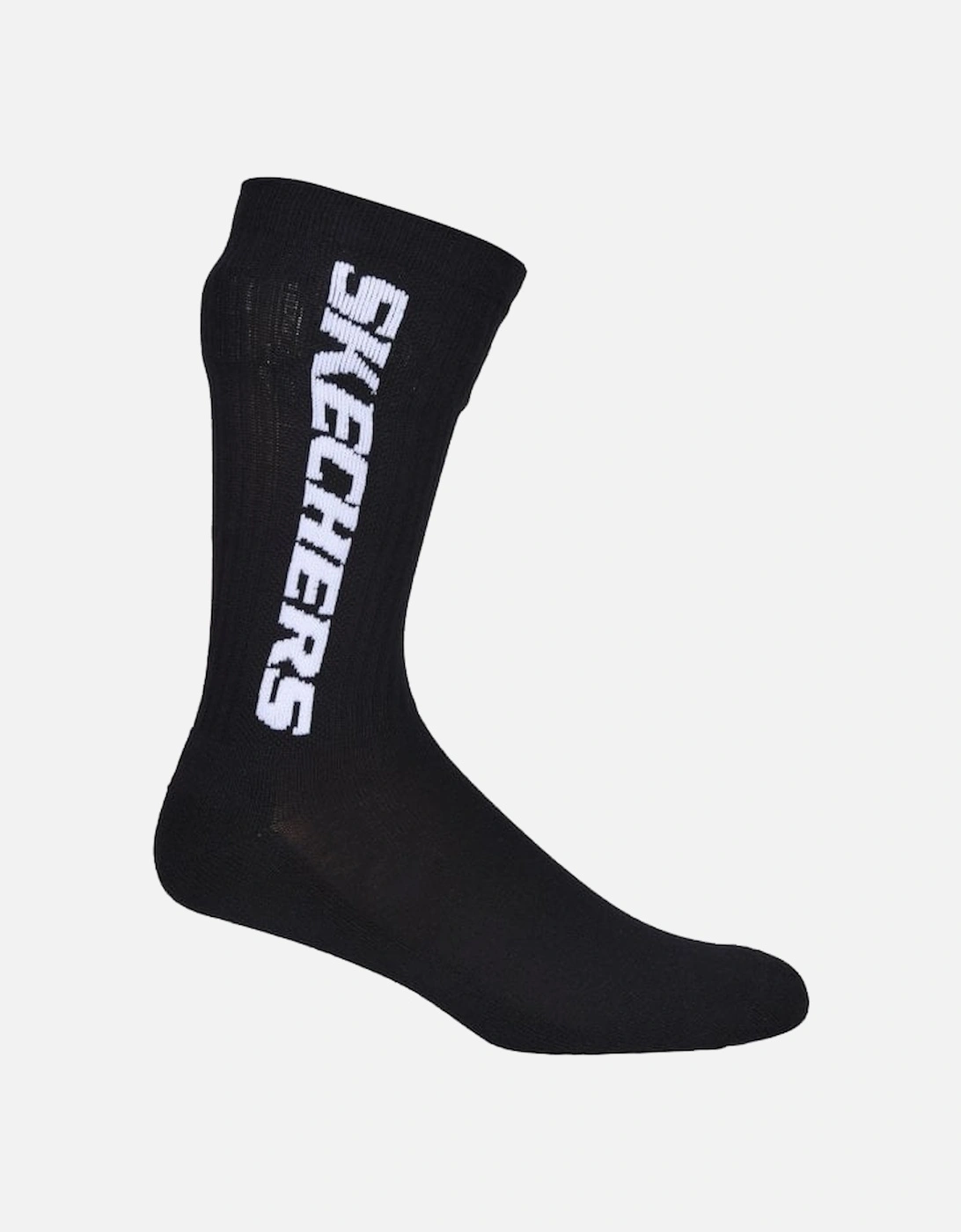 4-Pack Vertical Logo Cushioned Sports Socks, Black