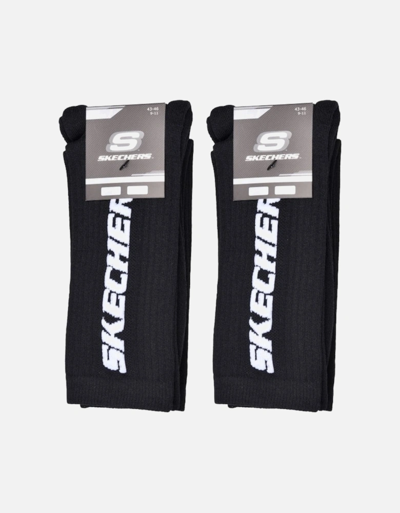 4-Pack Vertical Logo Cushioned Sports Socks, Black