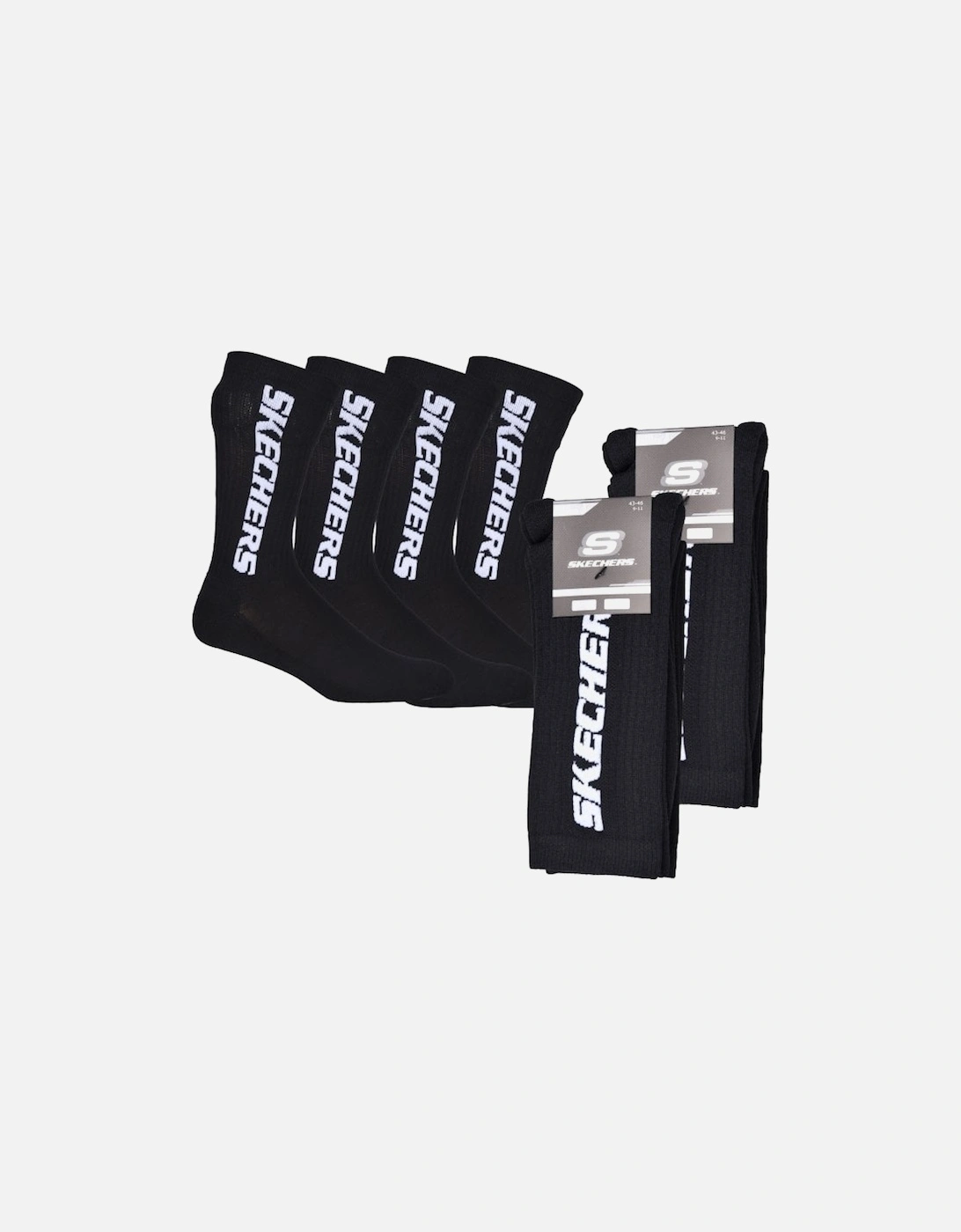 4-Pack Vertical Logo Cushioned Sports Socks, Black
