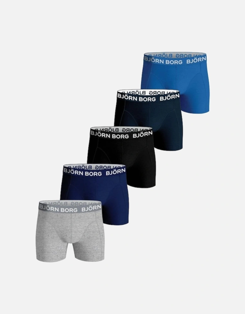 5-Pack Classic Logo Boys Boxer Trunks, Black/Grey/Navy/Blue