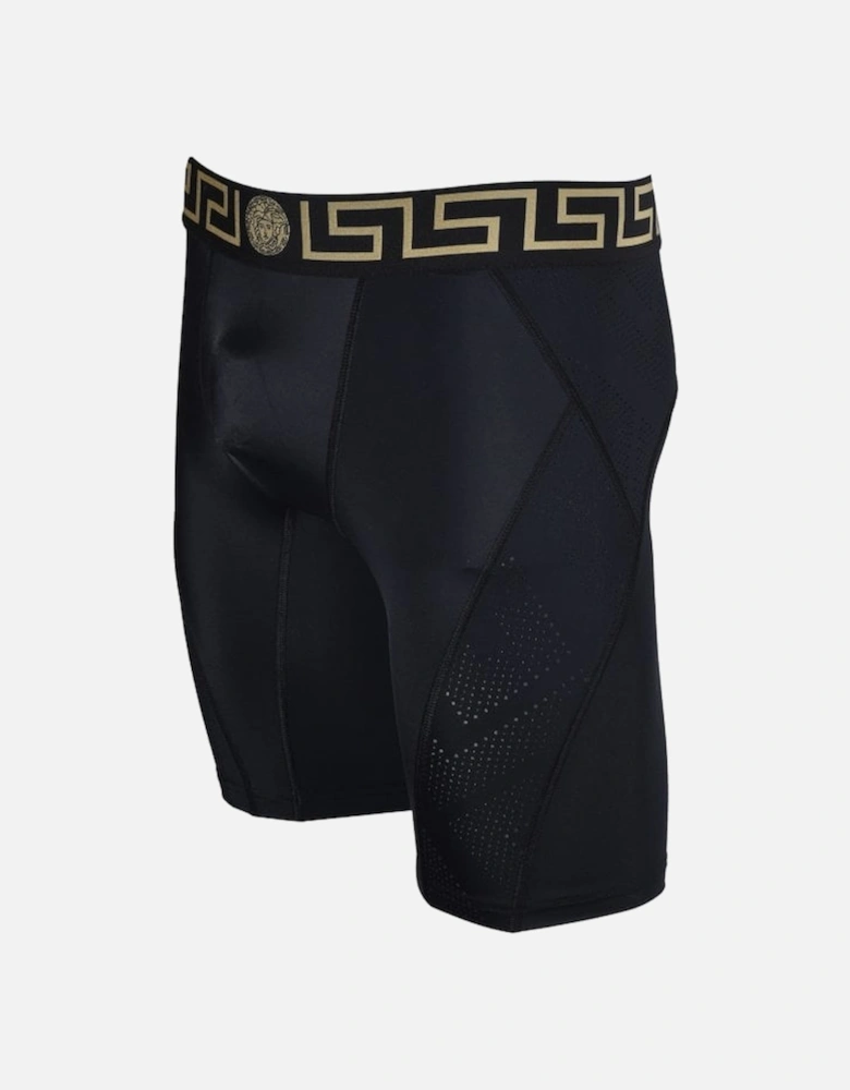 Iconic Greca Technical Gym Shorts, Black