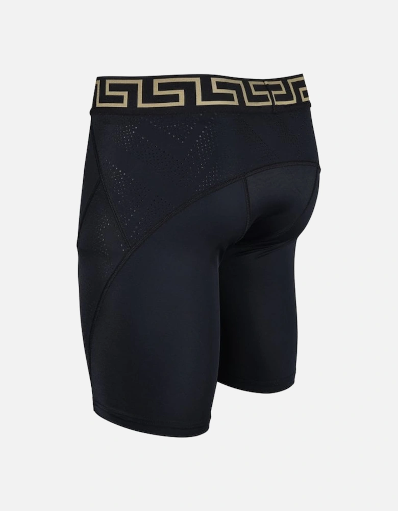 Iconic Greca Technical Gym Shorts, Black