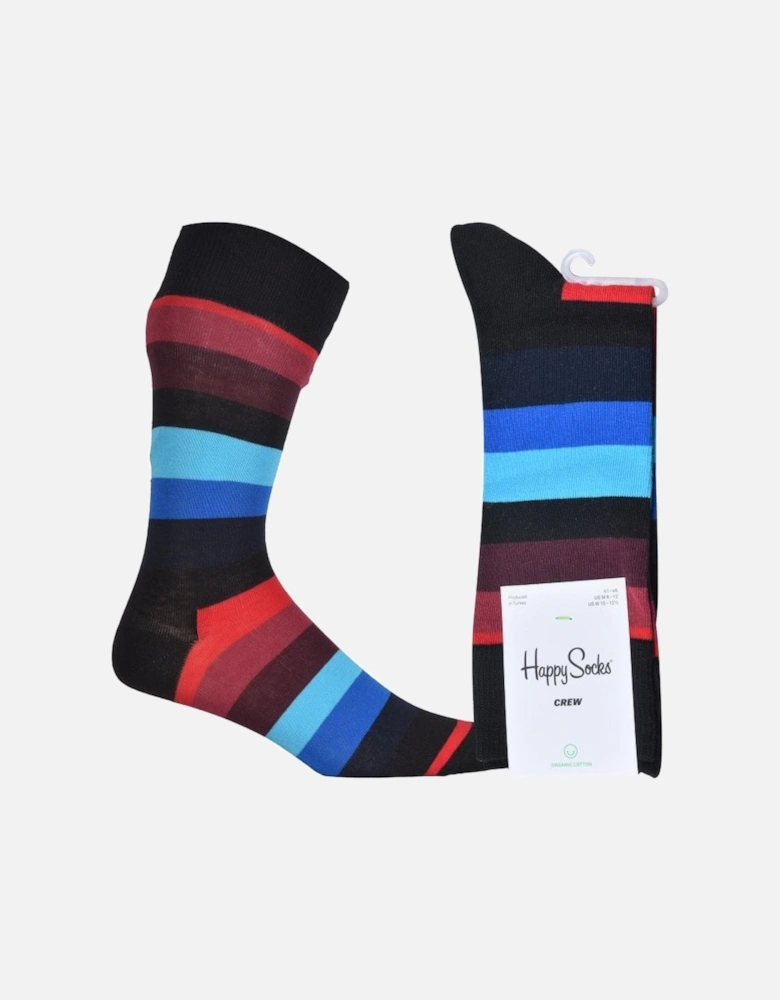 Stripe Socks, Black/blue