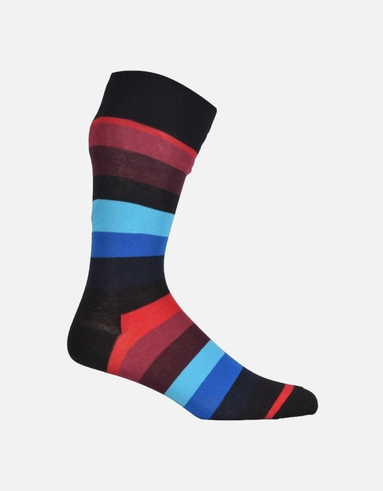 Stripe Socks, Black/blue