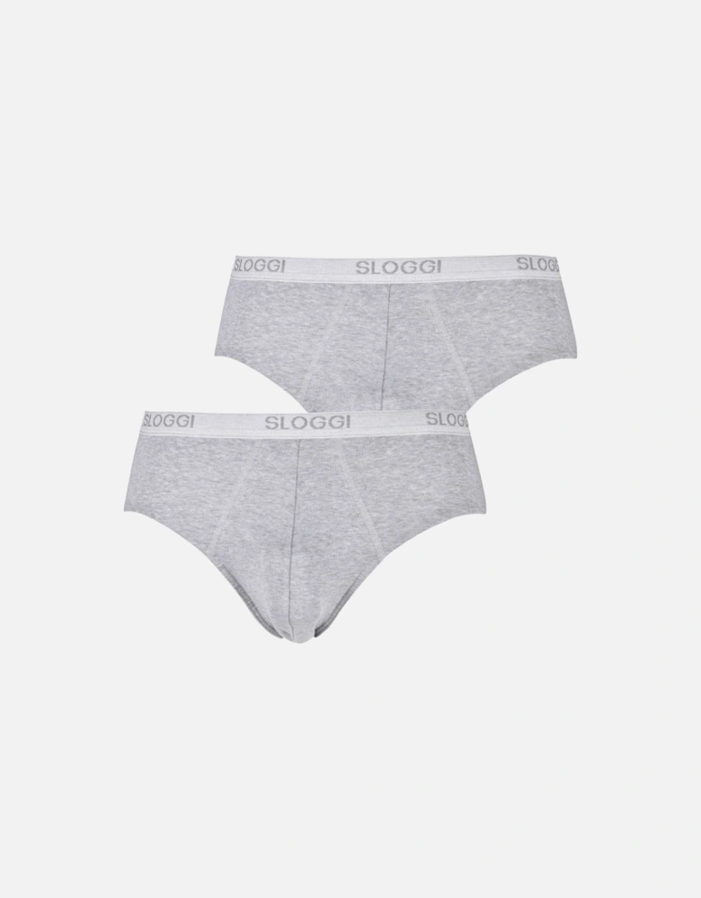 2-Pack Basic Midi Briefs, Grey Melange