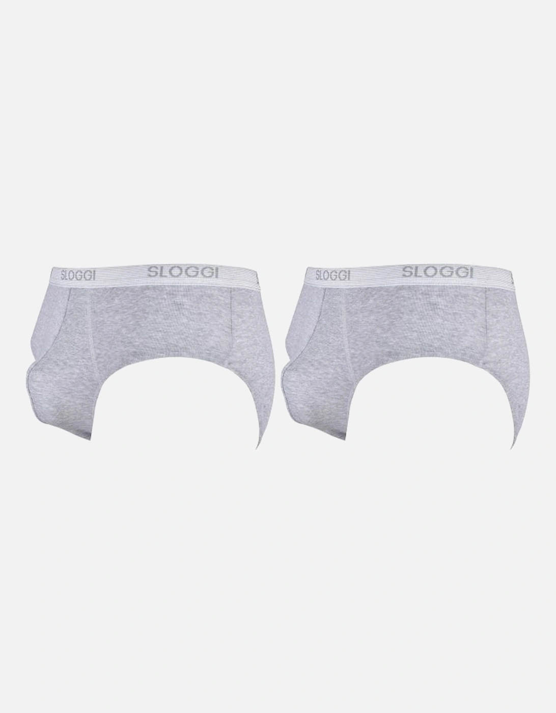 2-Pack Basic Midi Briefs, Grey Melange