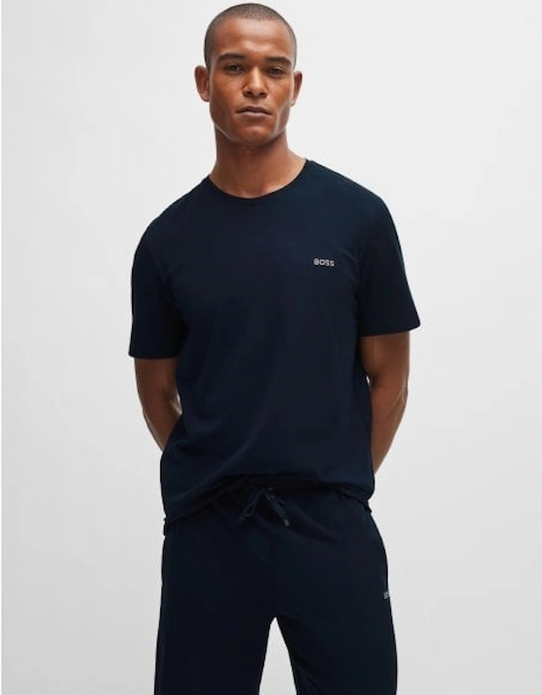 Luxe Jersey Crew-Neck Loungewear T-Shirt, Navy