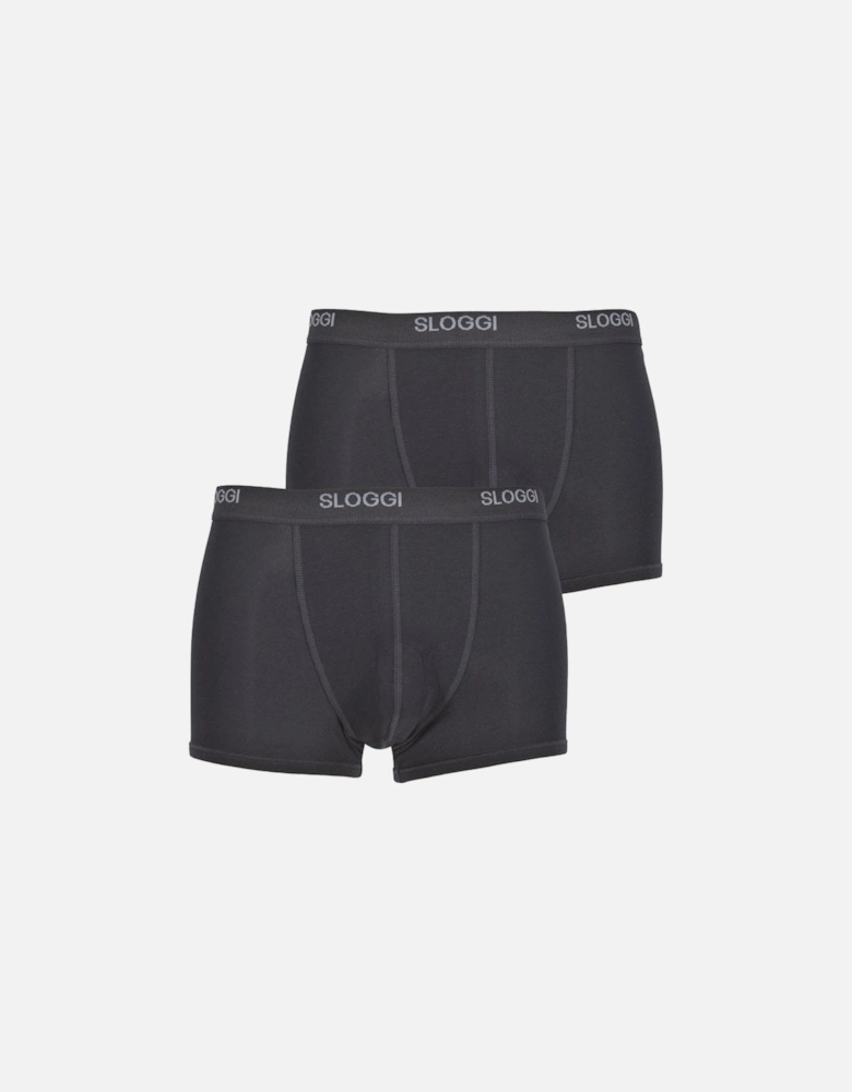 2-Pack Basic Short Boxer Trunks, Black