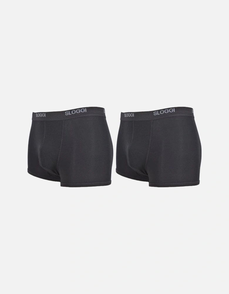 2-Pack Basic Short Boxer Trunks, Black