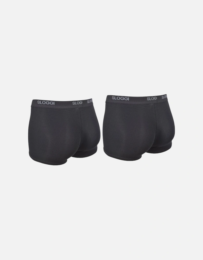 2-Pack Basic Short Boxer Trunks, Black