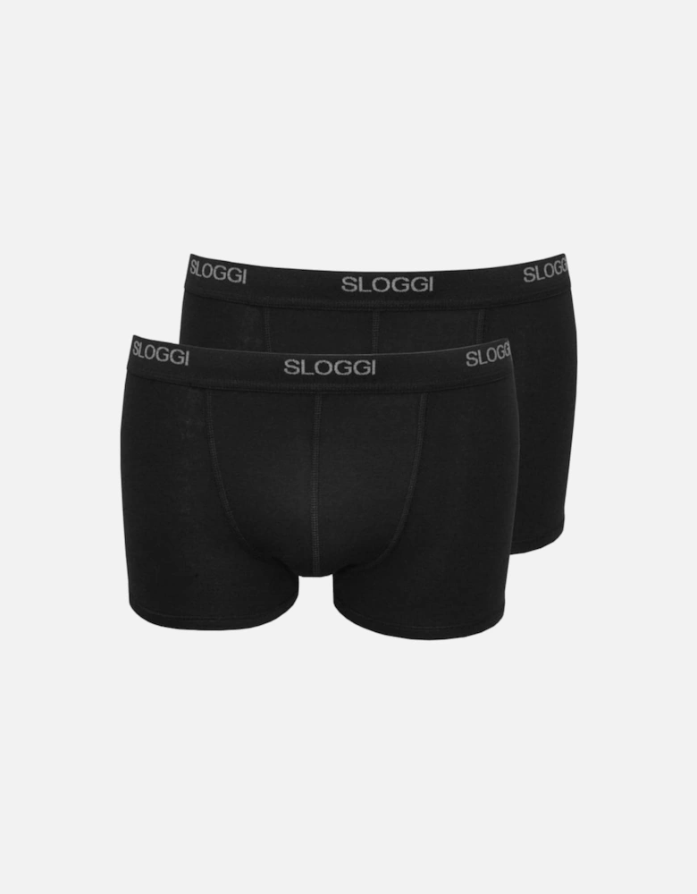 2-Pack Basic Short Boxer Trunks, Black