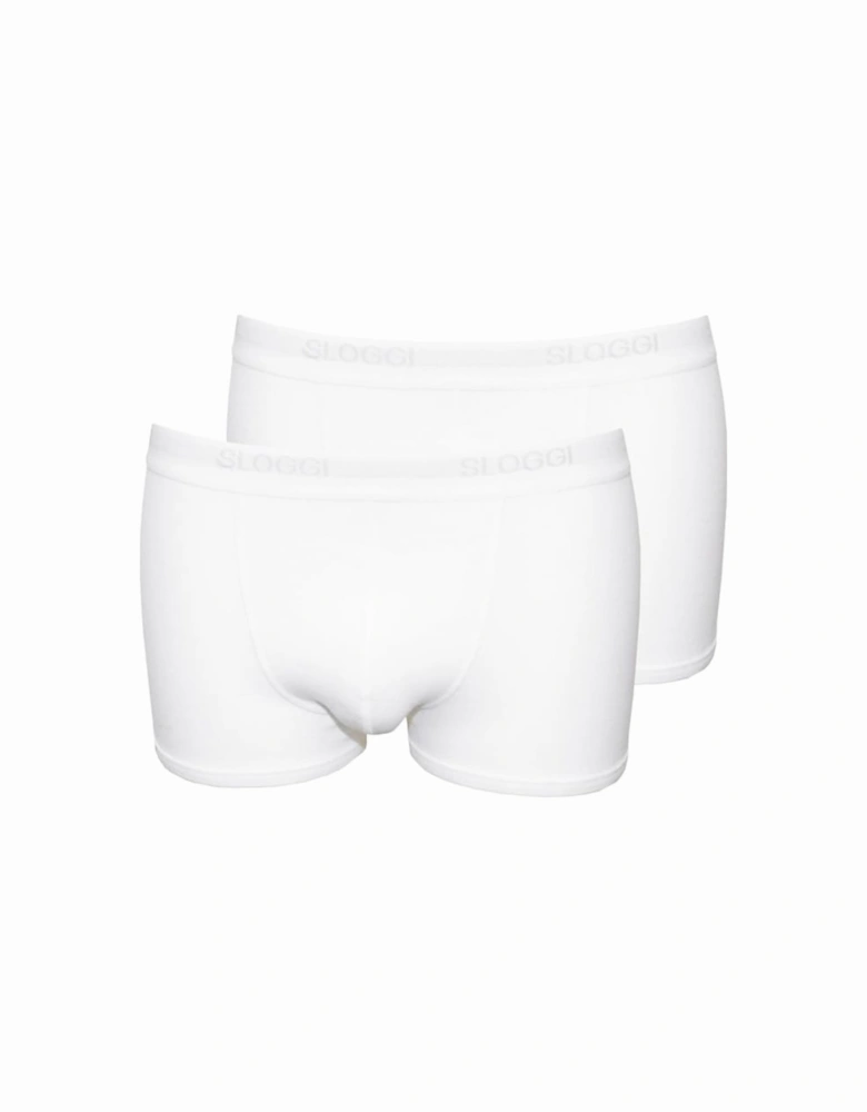 2-Pack Basic Short Boxer Trunks, White