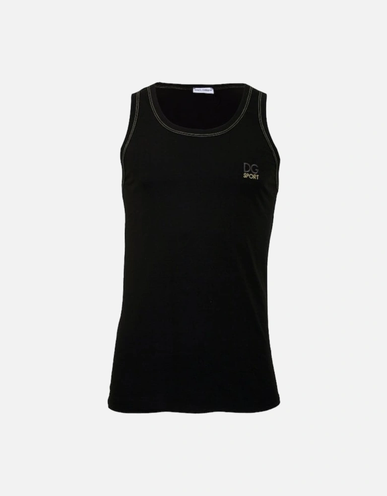 DG Sport Embroidery Pima Cotton Stretch Gym Vest, Black