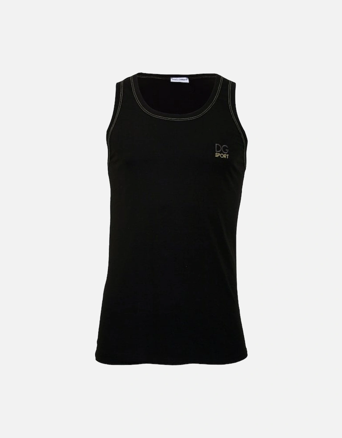 DG Sport Embroidery Pima Cotton Stretch Gym Vest, Black, 5 of 4