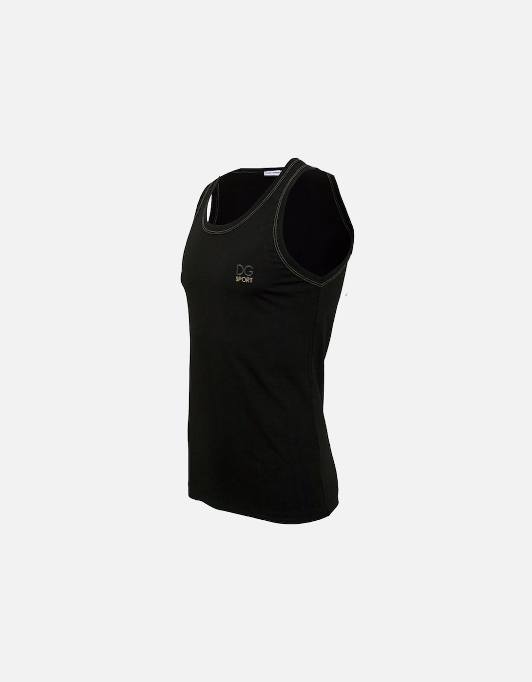 DG Sport Embroidery Pima Cotton Stretch Gym Vest, Black