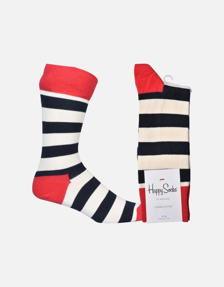 Stripe Socks, Navy/White/Red